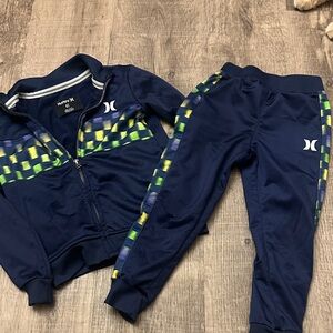 Hurley Kids Navy and Green Jogger Set track suit 4T